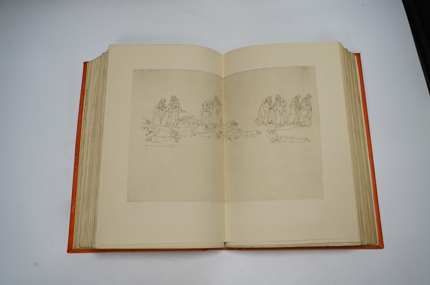 Dante, Alighieri - La Divina Commedia or the Divine Vision ... in Italian & English ... 42 plates after Botticelli (mostly double page), text decorations; original gilt ruled and decorated orange morocco, gilt top and ot